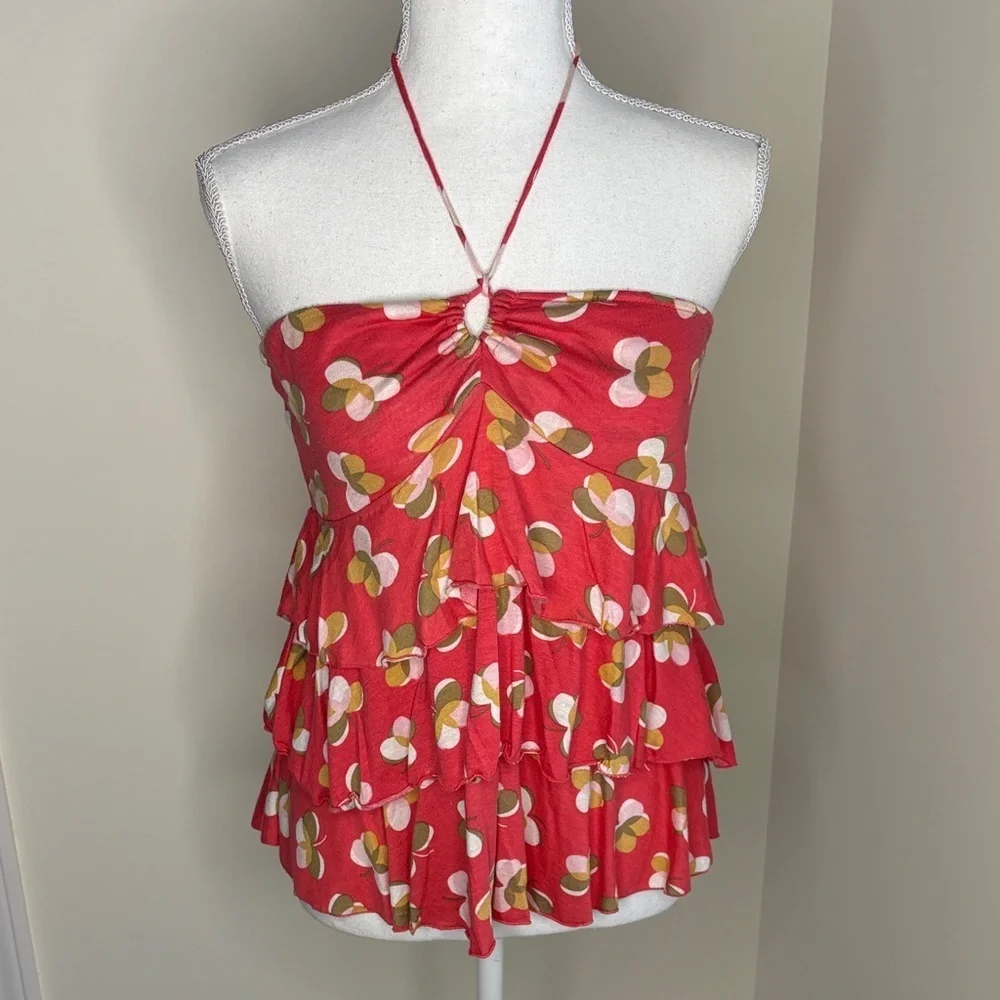 Old Navy Perfect Fit Red Floral Tiered Halter Top. Child’s Large